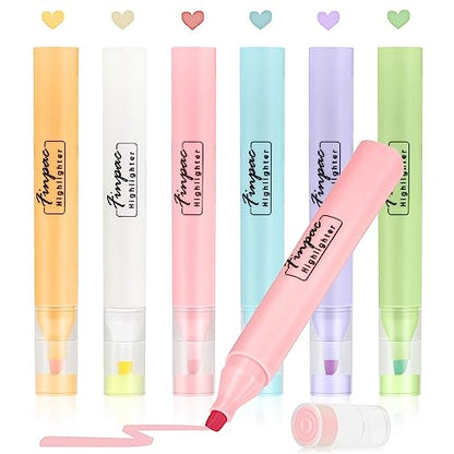 FINPAC Bible Highlighters, 6-Pack Aesthetic Highlighters, Chisel Tip No Bleed Fast-dry Markers Pen for Bible Study Journal Planners Drawing Notebook