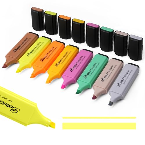 Morandi Highlighters, 8 Assorted Quick-Dry Chisel Tip Marker Pens | Muted Water-Based Colors | Pocket Clip for Studying, Journaling & Office - color: Multicolor, size: H3596
