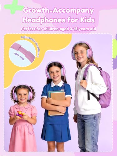 Acer Kids Headphones Wired for School - Over Ear Design, 85/94dB Safe Volume Limit, 3.5mm Jack Foldable Headphones for Toddler Boys Girls Classroom Yoto Player Chromebook Travel (Pink Purple) - color: Pink Purple