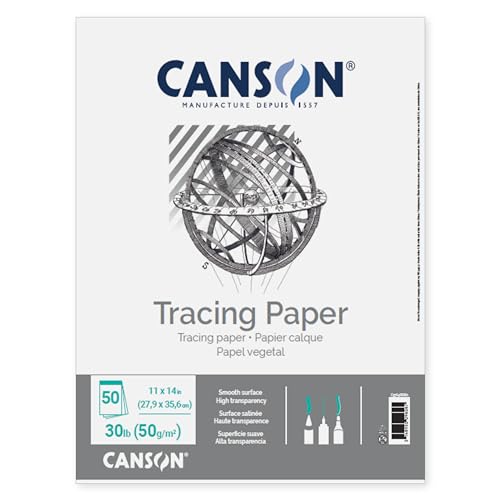 Canson Tracing Paper Pad, 9" x 12", Top Bound, 30 lb. (50gsm), 50 Sheets/Pad - size: 9x12 inch