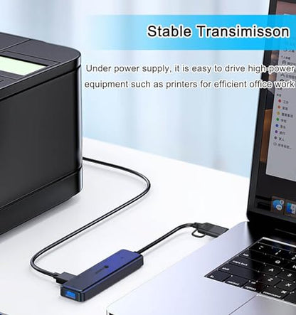 VIENON USB 3.0 Hub (5 in 1), USB C Hub, USB C to USB 3.0 Hub Adapter with USB C Power/Data Ports, USB Extender USB A&C Docking Station for Laptop PC MacBook Dell, HP, PS4/5, SSD and More