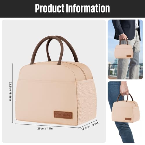 douyadady Lunch Bag&Box Women/Men Insulated&Reusable | Spacious Lightweight Waterproof Sturdy Durable Great Value For Office Work School Picnic Travel - color: Beige
