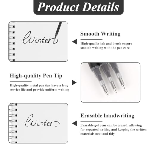 0.7 mm Erasable Gel Ink Pen Refills Compatible with Frixion Friction, Smooth Writing Multicolor Retractable Fine Point Pen Refill for School Office Home Art (Black, 24) - style: Black
