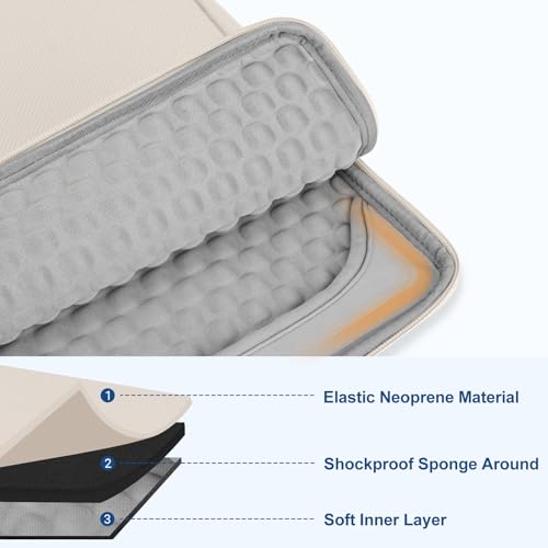 MOSISO Laptop Case 13.3 inch, 13.3 inch Laptop Sleeve with Handle | Compatible with MacBook Air/Pro 13/Pro 14, HP Dell ASUS Lenovo, Polyester Multifunctional Computer Bag, Sand - color: Sand, size: 13.3 inch