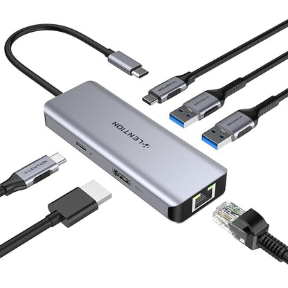 LENTION 6 in 1 USB C Hub, Ethernet, 4K@60Hz HDMI, 100W PD, USB3.0 Adapter | Stable Driver Dock for Students & Office Staff; Fits MacBook Pro/Air, Surface, Chromebook for School, Office & Travel (C26)