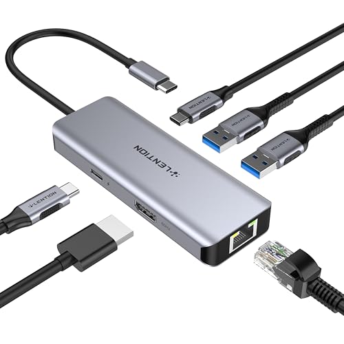 LENTION 6 in 1 USB C Hub, Ethernet, 4K@60Hz HDMI, 100W PD, USB3.0 Adapter | Stable Driver Dock for Students & Office Staff; Fits MacBook Pro/Air, Surface, Chromebook for School, Office & Travel (C26)