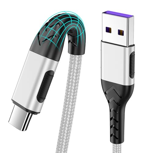 Durcord 2Pack 10ft Fast USB Type C Charging Cable for Android/Phone/Pad/Laptop, Type C Charger Braided USB Cable Bright Silver - color: Bright silver, size: 10ft
