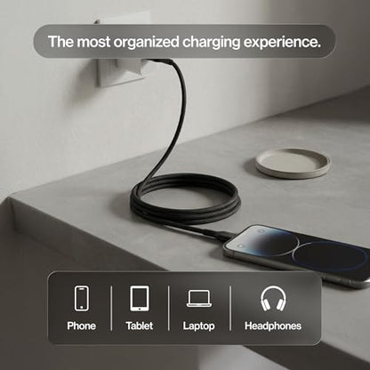 Statik MagStack Pro USB C to USB C Coiling Magnetic Charging Cable,100W | Nylon Braided Tangle-Free Design, Magnetic Coiling, Data Transfer, Compatible with iPhone & Android, 6FT Black, 5 Pack - color: Black, size: 6ft (5 Pack), style: USB-C to USB-C