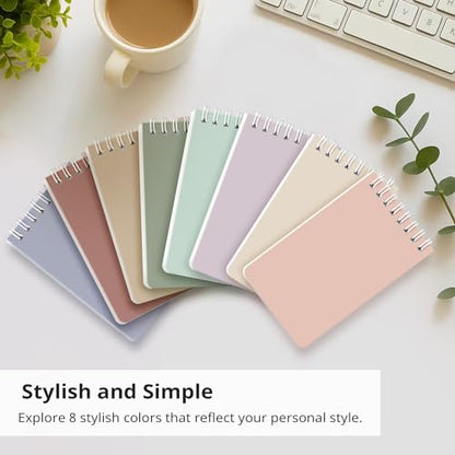 Taja Set of 8 Mini Pocket Notebook Top Spiral Nursing Notepads | Earthy Neutrals 3" x 5", Mini Little Spiral Notebook, Nursing Notepad, Perfect for Work, School, Office, Nurse, Travel - color: D.Earthy Neutrals