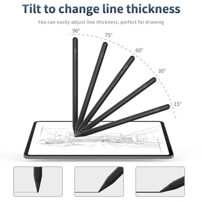 HZD Apple Pencil for iPad 2025-2018 Faster Charge Stylus Pen,Black | with Tilt Sensitivity & Palm Rejection & Magnetic Compatible iPad 11/10/9/8/7/6, Pad Air 3/4/5, Pro 12.9"/11",Mini 6/5, M2/M4 - color: Black