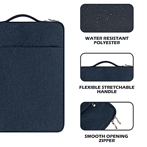 RAINYEAR 15.6 inch Laptop Sleeve Case Bag with Handle & Pocket, Navy Blue | Protective Padded Polyester Laptop Sleeve Case Briefcase Compatible with 15.6 Inch Notebook Computer Chromebook - color: Navy Blue, size: 15.6"