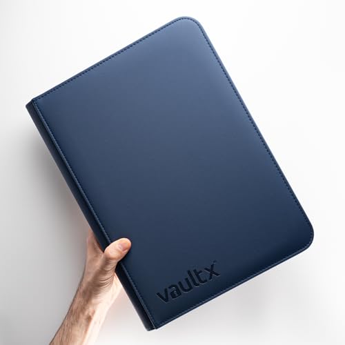 Vault X 9 Pocket Zip Trading Card Binder 360 Cards Exo-Tec (Blue) | Holds 360 standard-size TCG cards in 20 side-loading 9-pocket pages. Padded, water-resistant Exo-Tec cover. - color: Blue, size: 6.8cm x 9.7cm
