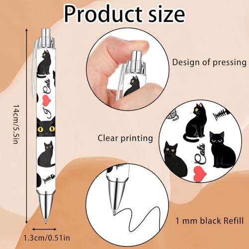 Idealmuzik Black Cat Ballpoint Pens Set – Cute Aesthetic Cat Design Pens for Office, Journaling, and Stationery Lovers – Smooth Writing Pens for Daily Use, Notes, or Gifts – Stylish & Fun, 10 Pack - style: Black Cat