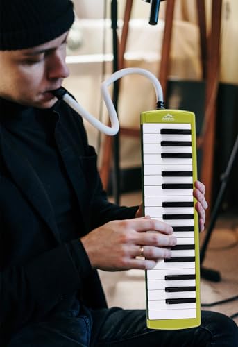 EASTROCK 32 Key Melodica Instrument Air Piano Keyboard Soprano Melodica with 2 Mouthpieces Tube Sets Carrying Bag for Beginners Adults Gift Green - color: Green, size: 32key