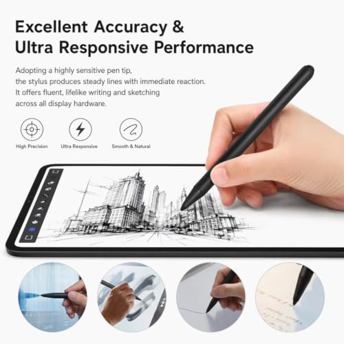 VILLCASE 4 Pack Stylus Pen for Touchscreens Whiteboard Stylus Pen with Dual-Head Design Fine Tip Screen for Tablets Phones Smart Boards Handwriting Drawing Note Taking 6.29In