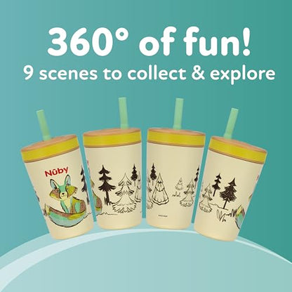 Nuby Thirsty Kids Insulated Toddler Cup with Silicone Flexstraw - 12 oz - Stainless Steel and Leak-Resistant - 18+ Months - Fox - color: Forest Fox