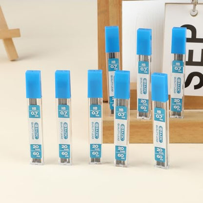 BAZIC PRODUCTS 0.7mm HB Pencil Lead Refills, 8 Tubes x 20, 24-Box | 0.7 mm HB lead, 160 pieces in 8 tubes, Break-resistant, fits standard 0.7 mm pencils, school, office, N Pieces (total) - size: 1 Count (Pack of 24)