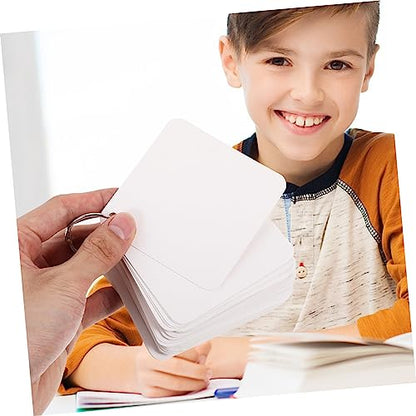 Lurrose 1set Blank Index Cards Metal Binder Rings Pre-punched Study Flash Cards for Memo Notepad for School Office Diy Projects