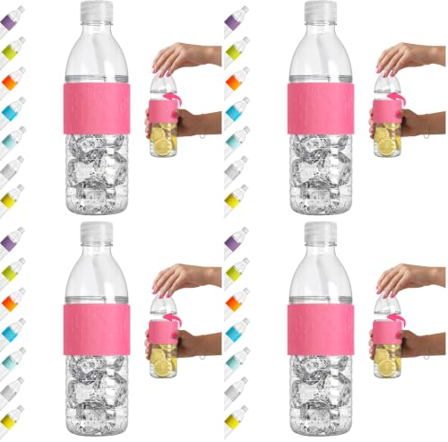 Copco Hydra 16.9 oz Water Bottle with Leak-Proof Lid - Tritan Reusable with Textured Grip Sleeve - BPA-Free, Shatter-Resistant, Dishwasher Safe for Travel, Gym, Work, Outdoors (Pink) (Pack of 4) - color: Pink, size: 16.9 Ounces (Pack of 4)