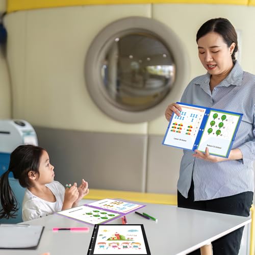 30 Pcs 3 Hole Punch Parent Teacher Communication Folders with Clear Front Pockets for 3 Ring Binders, 2 Pockets Homework Take Home Plastic Folders Classroom Folder for Kid Student (30, Blue) - color: Blue