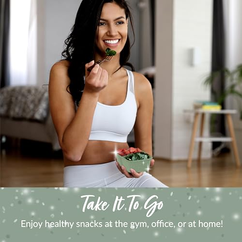 Bentgo Prep - 2-Compartment Snack Containers with Lids - Reusable, Microwaveable, Durable, PFAS & BPA-Free, Freezer, & Dishwasher-Safe Meal Prep Food Storage - 10 Trays & 10 Lids (Basil Glitter) - color: Basil Glitter