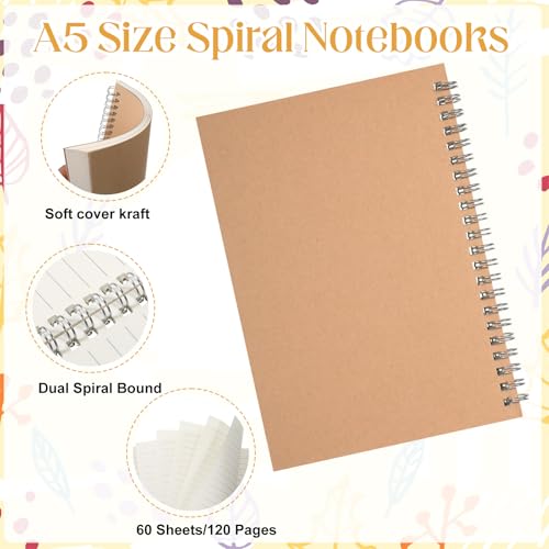 IMengjbang 8 Pack 5 x 8inches Spiral Notebooks, 120 Pages/60 Sheets Notebook Spiral Journal Lined Thick Paper for Gifts Office School Supplies Black and Brown