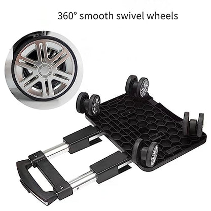 Backpack Trolley Wheeled Cart-Backpack Hand Truck with Luggage Strap,Aluminium Alloy Folding Trolley Cart for Bags Backpack Travel Luggage Cart - size: 4 Wheels with Standard Base