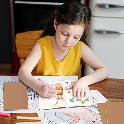 24 Pack Blank Notebook & Journal Bulk, Kraft Cover, Unlined Plain Thick Paper, A5 Size, 5.5x8.3 inch, 60 Page, Small Sketchbook Subject Note Pad Set for Women Men Kids Traveler Student Office - color: Yellow, style: Yellow-24-Unlined