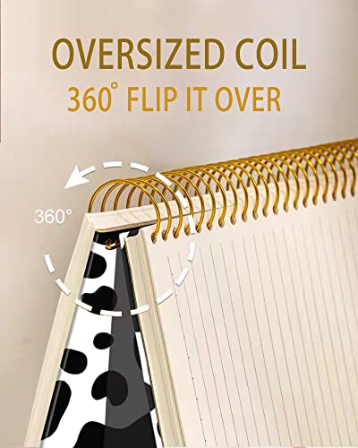 iampanda Spiral Journal Notebook,Strong Twin-Wire Binding with Premium Paper for Girl Women,Cute 60 Sheets A5 College Ruled Notebook/Journal,Perfect for School Office Home Gifts,Black White Cow Print - color: Black White Cow Print
