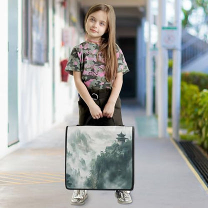 Ancient China Mountain Scene Zipper Binder 3 Ring with Handle and Shoulder Strap, 500 Sheet Binder Organizer Capacity & Multi-Pockets for School Office - color: A490