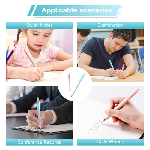 Pink pens black ink gel cute pens fine point smooth writing retractable pretty premium 0.5mm blue Black Ink for Women Girls Teachers Office School (6pcs) - color: Multicolor black ink