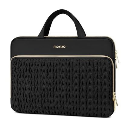MOSISO Laptop Case 16 inch, 15-15.6 inch Laptop Sleeve Compatible with MacBook Pro 16 M5 M4 M3 M2 M1, HP Dell Acer Lenovo ASUS Notebook, Wheat Ear Quilted Carrying Bag with Handle&Pocket, Black - color: Black, size: 16 inch