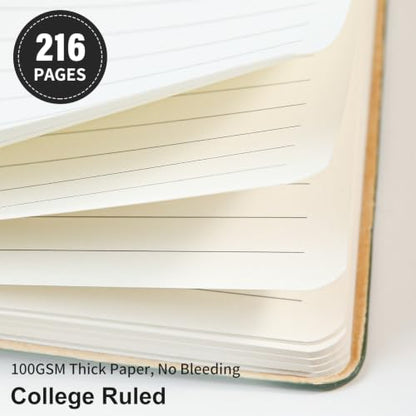 Lined Journal Notebook for Work College Ruled Notebook 5.79" x 8.27" A5 PU Leather Daily Journaling Notebook 216 Pages for Women Men Daily Writing Business School Travel Gift (Black) - color: 07-Black-1pack, style: A5 Lined 216pages