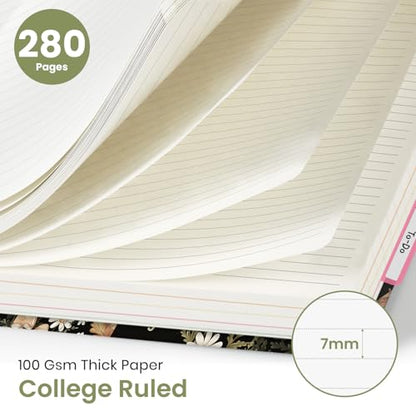 Large Spiral Lined Notebook for Work with Dividers & Tabs, 8.5"x11" Hardcover 5 Subject Notebook, College Ruled, 280 Pages, Mushroom - color: B - Mushroom