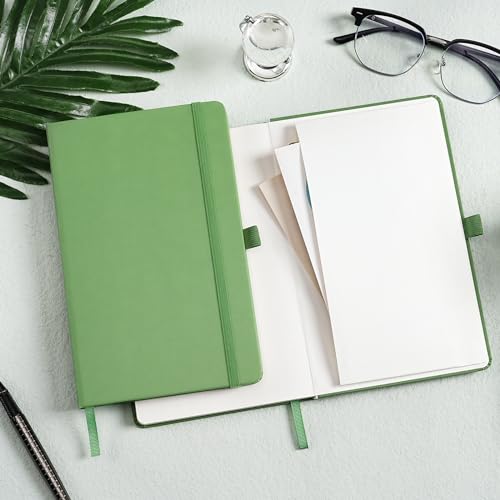Ruled Notebook/Journal - Classic Lined Journal/Notebook, 5.3'' x 8.26'', Hardcover with Thick Paper, Banded + Pen Holder +Inner Pocket - Olive Green - color: Olive Green, size: Ruled