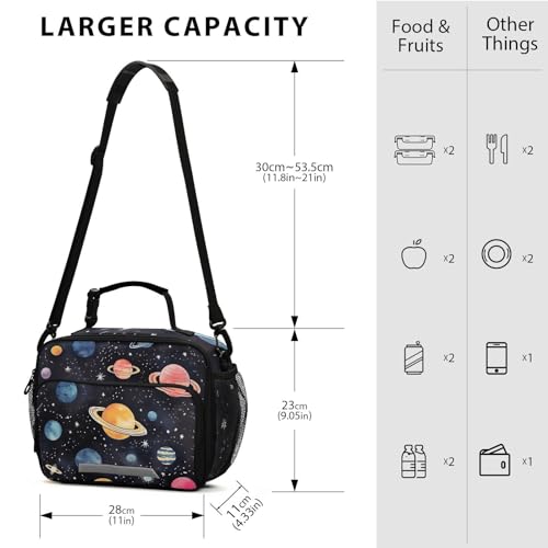 Planet Space Kids Lunch Box Insulated Lunch Bags Cooler Tote Bag with Removable Shoulder Strap for Boy Girl Student 20848878 - color: Space A