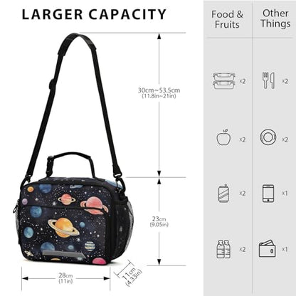 Planet Space Kids Lunch Box Insulated Lunch Bags Cooler Tote Bag with Removable Shoulder Strap for Boy Girl Student 20848878 - color: Space A