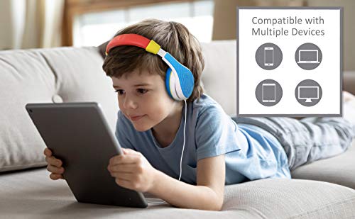 eKids New Kid Friendly Headphones Made Just for Kids with Built in Volume Limiting Feature for Safe Kid Friendly Sound (Multi-Color)