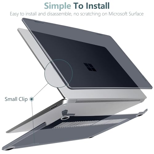 Batianda Premium Case for Surface Laptop 13.8 Inch 2024-2026, Crystal Black | Fits Surface Laptop 7th/8th for Business 1.2mm Lightweight Ultra-Slim Hard Shell with Keyboard Cover & Screen Protector - color: Crystal Black