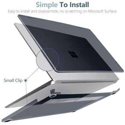 Batianda Premium Case for Surface Laptop 13.8 Inch 2024-2026, Crystal Black | Fits Surface Laptop 7th/8th for Business 1.2mm Lightweight Ultra-Slim Hard Shell with Keyboard Cover & Screen Protector - color: Crystal Black