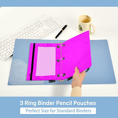Binder Pouches,Magenta Purple Pencil Pouch for 3 Ring Binder 2 Pack Clear Pencil Bag with Zipper for Office School Supplies - color: Magenta Purple