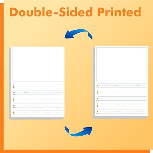 100 Sheets Ruled Writing Paper, Double-Sided Printing 1” Line Spacing with Blank Area Handwriting Writing Paper with Dotted Lines Practice Paper for Kindergarten Toddlers Kids (8” x 10.6”) - size: 8” x 10.6” 100 Sheets, style: Story Paper（vertical version