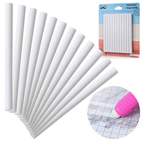 Mr. Pen- Eraser Refill, 12 Pack, Mr. Pen Mechanical Eraser Refills | Replacement for Retractable Erasers, Smudge-Free, Non-Toxic, Ideal for Artists, Students and Office Use