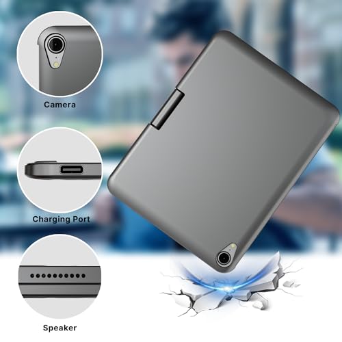 edaiser Swivel Keyboard Case iPad mini 7th A17 Pro & 6th Generation Gray | 360 Degree Rotatable Protective Cover | Compact Bluetooth Keyboard | Trackpad | RGB Backlit | Flexible Use for Kids/Students - color: Space Gray, size: iPad Mini (7th-6th)
