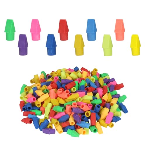 300 Pack Pencil Top Erasers Bulk 10 Colors and Cap Erasers for Pencils for Kids, Students
