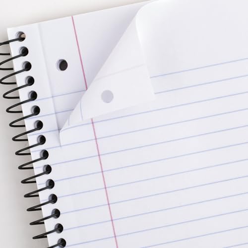Mead Spiral Notebook, 5 Pack, 3 Subject, Wide Ruled Paper, Plastic Cover, 8" x 10-1/2", 120 Sheets per Notebook, Black, Red, Blue, Green and Yellow (930100A-ECM) - style: Wide Ruled