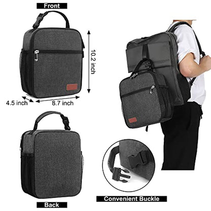 Lunch Box for Men & Women Durable Lunch Bag for Adults Reusable Small Lunchbox Dark Grey - color: Dark Gray