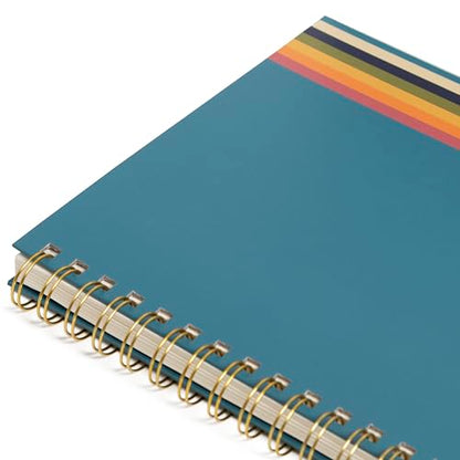 Pearhead Retro Stripe Spiral Notebook, Color Block Hardcover – 100 GSM Thick Lined Pages, Lay Flat Gold Double-Coil Binding, Tear-Away Perforations, Bold 70s Aesthetic Stationery Gift, 8x10.5 - color: Retro Stripes Spiral Notebook