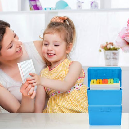 H4D 3x5 Index Card Holder with 100 Index Cards and 25 Dividers, Blue | 3x5 Inch Plastic Box, Heavyweight 3x5 Index Cards, Plastic 3x5 Index Card Dividers, Snap Closure Lid - color: Blue, size: 3"x5"