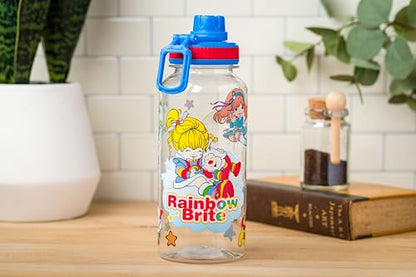 Silver Buffalo Rainbow Brite and Twink, Plastic Water Bottle, 32oz | Twist Spout, Includes Sticker Set, You Stick Yourself, 0.95 Liters - color: Rainbow Brite
